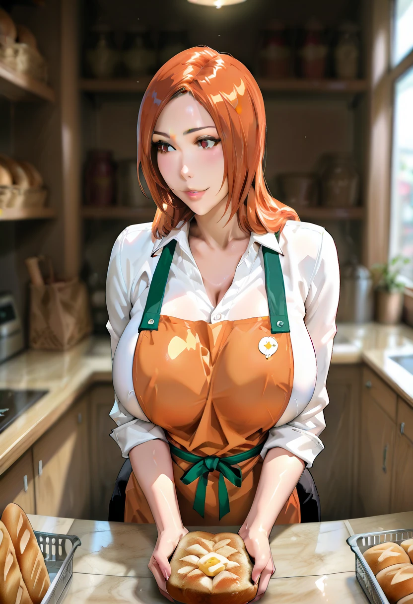 (masterpiece:1.2, highest quality), (realistic, photorealistic:1.4), beautiful illustrations,
looking at the viewer, whole body, Front view:0.6,
1 female, Japanese, ((Redhead chignon:1.4)), blown hair, bangs, hair between eyes, big breasts:0.8,
beautiful hair, beautiful face, beautiful and detailed eyes, (blue eyes:1.3), beautiful clavicle, beautiful body, beautiful breasts, beautiful thighs, beautiful feet, beautiful fingers,
(beautiful scenery), (Inside a convenience store),
((Short sleeve shirt with collar, black shirt green plaid pleated skirt, choker)), (white apron:1.3), white panties,
(Are standing, lift the skirt, Grab the hem of the skirt, put your hand on your chest, hand between legs),
(glare at the viewer while blushing:1.5)