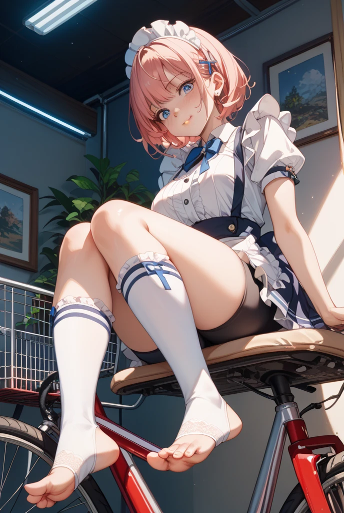 High-definition images, atmospheric perspective, 8K, Super detailed, Accurate, highest quality, anime background, 1 female, Last, (ecstasy face), (droopy eyes), (blush), ((sleepy)), (((Exquisitely designed, luxurious and colorful shorts for adults, panties High-definition images, Draw pants with super precision))), ((Show off your panties with an unusual pose)), ((spread legs, raise your legs)) open your mouth, (shirt, (swollen areola)), ((thin thighs, thin legs)), pantyhose, earrings, simple necklace, (Rubbing masturbation), ((Orgasm moment)), (angle from below), hair up, factory clerk, uniform jacket, Nameplate, at the factory,