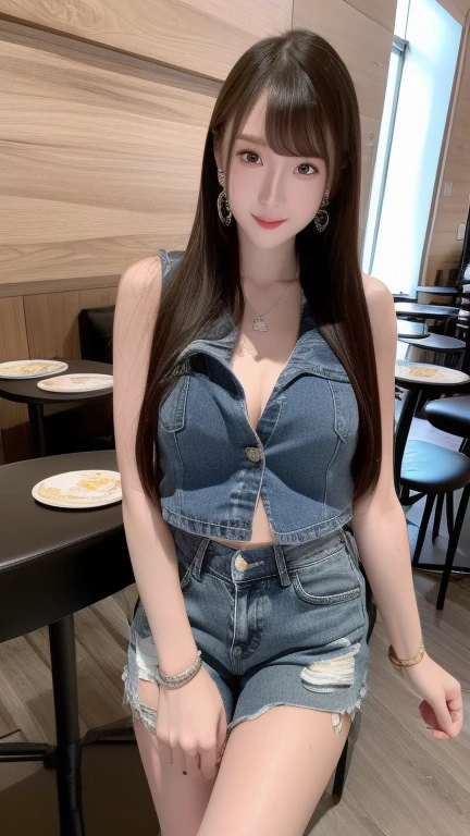 Chinese mature woman, standing, casual sexy pose, seaside background, light-colored clothes (no cleavage), makeup, (lipstick: 1.1), (eyeliner: 1.2), mascara, eye shadow, earrings, necklace, light blue skinny jeans, light knitted top, full body photo, 35 years old, big eyes, elegant temperament, (masterpiece: 1.2, best quality), character focus lens, close-up, carefully, this is a perfect face, perfect figure, 8K, best quality, masterpiece, ultra-high resolution, (realistic: 1.4), original photo, stay focused, rich details, exquisite beauty, long curly hair, dynamic angle, (red lips), exquisite graphics, high heels