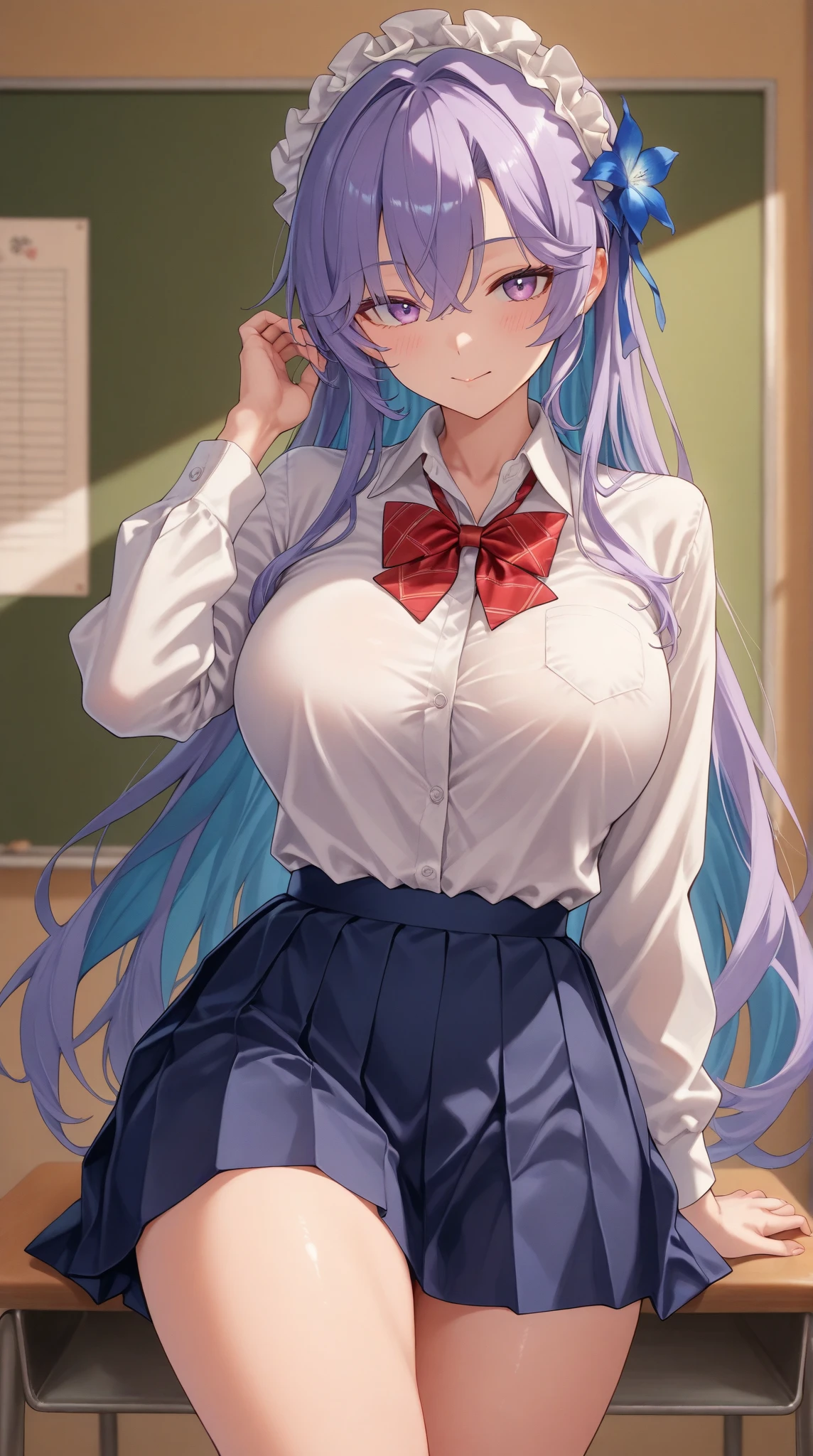 sexy pose 2 girls touching there breasts wet clothes school uniform in school dorm room at night with tentacles on them up agenst a wall