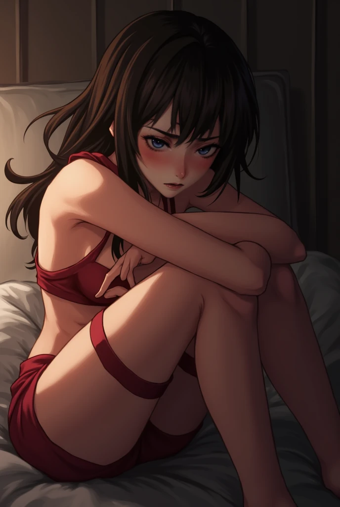 , hair, eyes, hair ribbon, Medium breasts,
Red underwear , sitting on the bed with her legs spread looking at the viewer,costs, leaning forward, (hands behind your back:1,2), first person, nsfw, defiant, nervous, embarrassed, blushing,
CHANGE indoors, Class,
BREAK (masterpiece: 1.2), Best quality, A high resolution, обои unity 8k, NSFW , (illustration: 0.8), (красивые детализированные eyes:1.6), Extremely detailed face, perfect lighting, Extremely detailed computer graphics, (perfect hands, Ideal Anatomy),