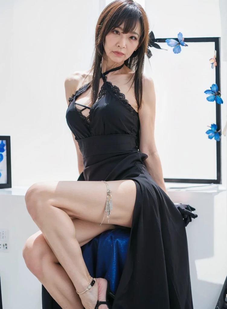 1girl,solo,medium breasts,<lora:GoodHands-beta2:1>,(full body:1.3),red background,(lying:1.2),(from above:1.3),<lora:0275 Noshiro fan clothing_v1-000002:1>,ruanyi0275,pantyhose,dress,blue dress,, (masterpiece, best quality, hires, high resolution:1.2), (extremely detailed, realistic, intricate details, highres), 3d, cg, bbw, shiny skin, , blush,, eyeliner, eyeshadow, eyelashes,, (gigantic breasts, saggy breasts:1.1), (cinematic lighting, sunlight, volumetric), looking at viewer, , vintage fantasy, 1960s \(style\), film grain,