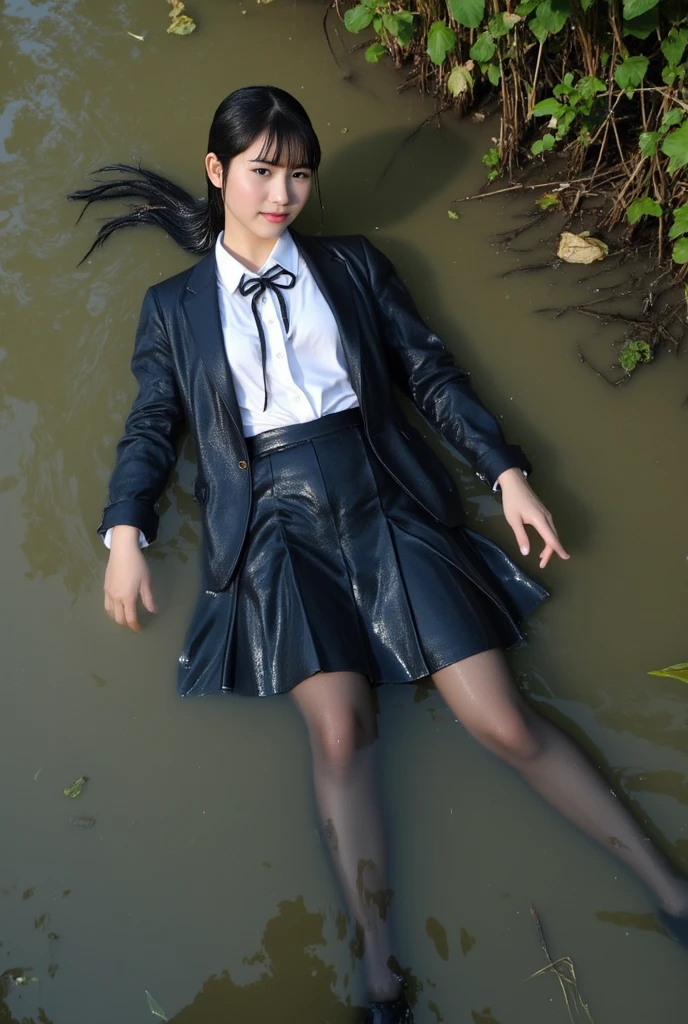 Female lawyer in the mud Wet mud, Covered in mud, mud ground, Wearing a white suit,lacepantyhose, uhd candid photo of dirty, flying mud, dirty and sweaty, Dirty, Wearing sweat,Dirty, tar pit,
