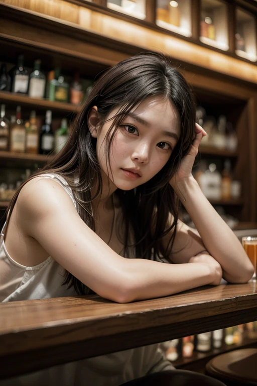 Gakki, a 20-year-old woman, sits in a bar