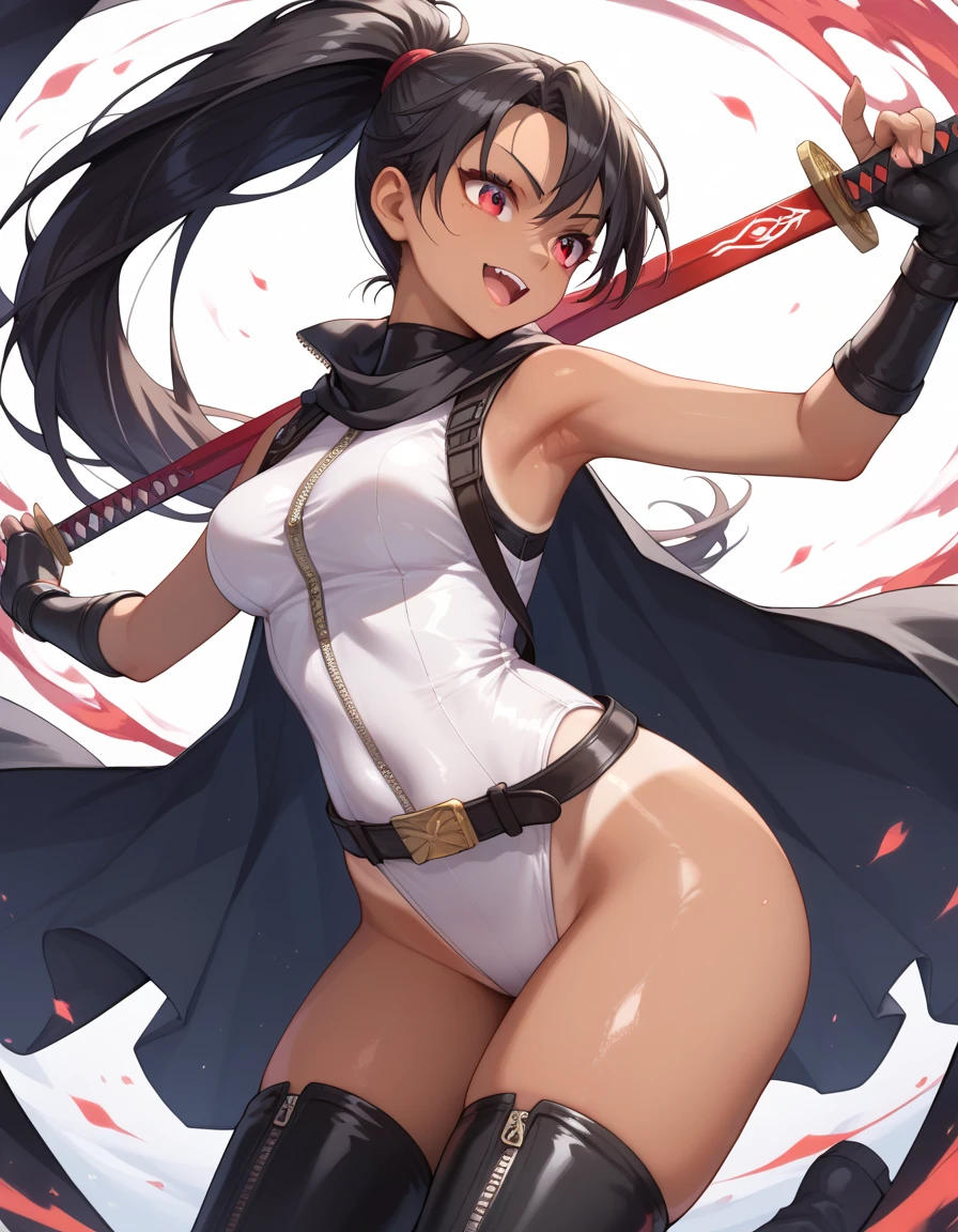 beautiful, masterpiece, ultra detailed, extremely detailed, ultra high res, 8k, beautiful detailed face, anime screencap, heart shaped face woman, (black hair:1.2), long hair, hair between eyes, large breasts, fearless face, sharp face, slant eyes, cat eyes, 170cm tall, adult, perfect proportion, (((black high-leg leotard))), (((dare shoulder))), cleavage, (((thigh boots))), choker, (((military cap))), anime style, ultra detailed beautiful face and eyes, front view, raw phot, incredibly absurdres, Beautiful portrait of cute anime girls, super fine illustration, full-hd, hdr, best aesthetic, distinct, exquisite, masterwork, by famous artist, highers, (((perfect anatomy))), mocking, (((rape face))), (((evil grin))), intense eyes, sadistic, gleaming skin, oil skin, slut face, full-face blush, smirking, mischievous grin, furrowed mouth, both legs, pouty lips, downturned corners, rosy hue, grin widely, cheeky smirk, (((bad-tempered glare))), gloating, crazy smile, scary face, cruel smile, fang, connected teeth,, (((elbow gloves))), (((big connected teeth)), glare, grimace, smirk, (((scowling face))), smile broadly, symmetrical eyes, even eyes, perfect eyes, (((squinting eyes))), deep detailed eyes, shiny clothes, 1girl, solo, smug, smile grimly, (((dimpled smile))), pink eyes, (((upper body shot and standing))), (((laugh))), (((pleasure face))), (((brutality face))), (((scary face))), (((fang))),