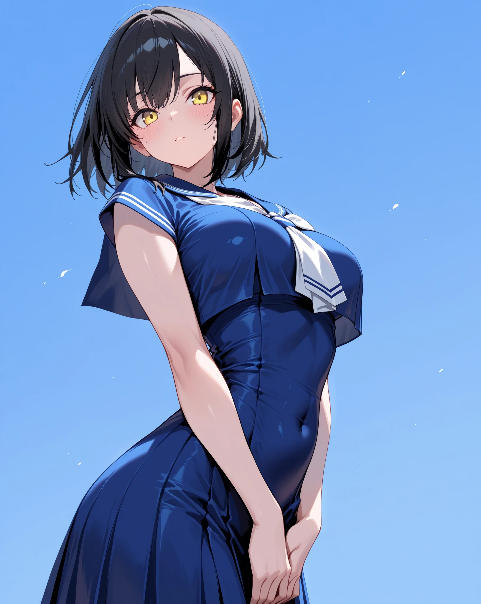 18-year-old,high school girl,,Military-style for girls, skirt,Torn clothing,Torn underwear,Beautifully detailed face and eyes, Intricate details, whole body,shiny navy hair, short hair, Parted bangs, Yellow Eyes, Large Breasts,Penetration Sex,Creampie Sex,whole body精液まみれ精液まみれ,Massive ,Milky White,Climax,連続Climax,Shake your body,hazy consciousness,Pant voice,Whoops,Sex that gets messed up,Lift your hips,Being raped in front of the person you love makes you feel good