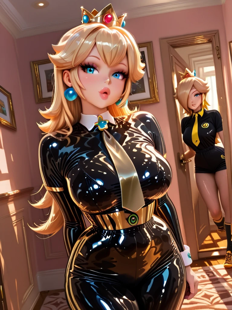 Twin sisters, Wear rave clothes, blonde, Green Eyes, In Rave, Ultra Sharp, High resolution, 8k, High resolution, Twin sisters looking at the view Chinese idol　Mature Woman　Huge 　((Shiny enough to reflect light、Highly shiny navy blue metallic full bodysuit and tights.))　Twin sisters　Chunli　((plump))　Ultra shiny metallic stockings　((Short blonde hair with bangs))　Twin sisters　Red cheeks　((Glasses))　((Twin sisters sitting on all fours in the night view and moonlight))　Sweaty　Sweaty　((Mature Twin sisters women with pheromones))　Twin sisters with obscene gazes　Sexy Face　(Gorgeous makeup)　((Bright red lipstick plump lips))　　((Being stared at provocatively from the front))　A bewitching mature Twin sisters woman who looks like Ichika Matsumoto　Duck Mouth　Lip-trembling blowjob_gesture