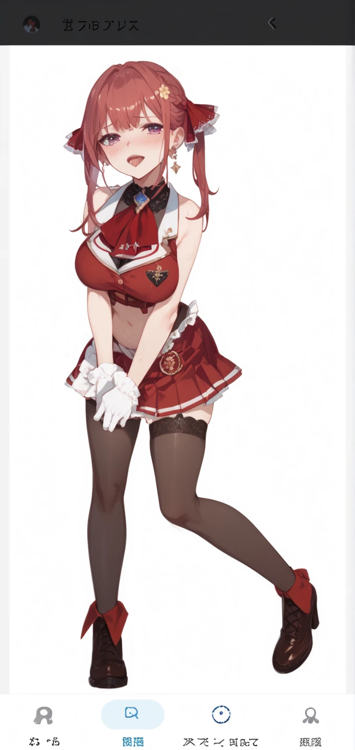 (masterpiece, highest quality:1.2), One Girl, alone,Are standing_Split,
Houshou Marine, Long Hair, without black sleeveless short vest,Pink Skirt,black, Ahegao, Creampie