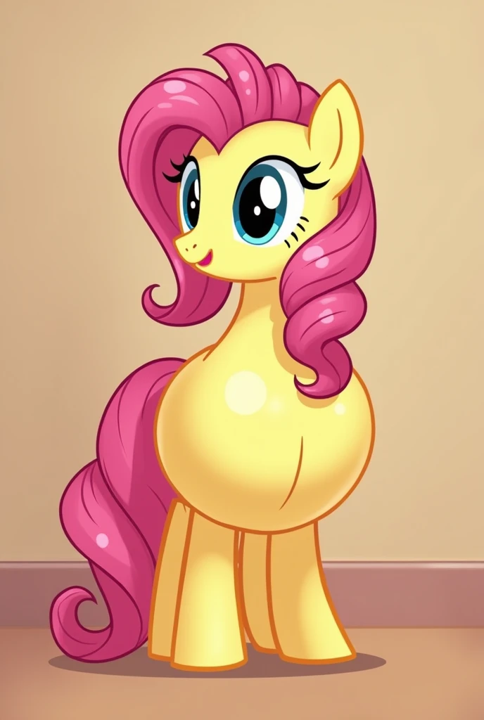My little pony, anthro, (fluttershy), opened her mouth, and strings of saliva stretched, (white panties pulled down slightly), big breasts, heart collar, earrings, piercing, black eyeshadow, black nails, transexual, (bulge), tattoo on butt 