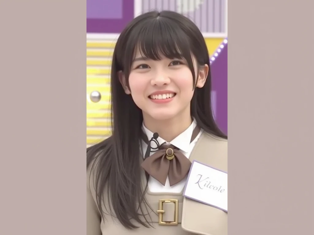 アイドルのようにvery cute、Cute and adorable、16歳のYoung faceのhigh school student少女, Young face、very cute、Smiling Kindly、Live at the high school cultural festival、High School Uniform、Cleavageがはっきり見える、High はCleavageが見えるデザイン、Cleavage、Singing on the gymnasium stage、In front of the students、Full body portrait、 Natural light、Accurate、Anatomically correct、Textured skin、Super Detail、 Attention to detail、highest quality、High resolution、Real、realism、Raw photo、Genuine、masterpiece、Guitar Heroine、high school student、Live at the gym