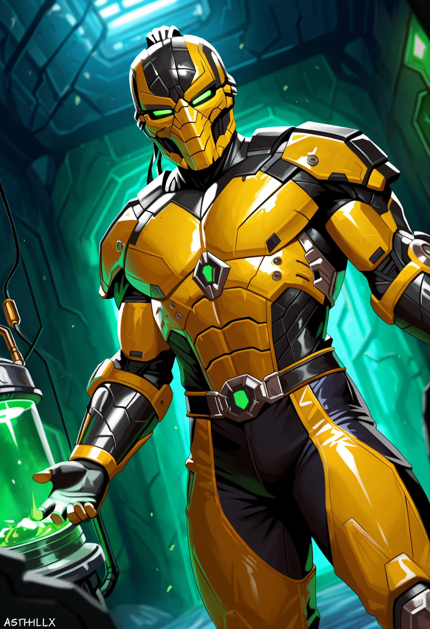 Cyrax, robot, Mortal Kombat, dutch angle, interior, underground robotic laboratory, male chest focus, gradient coloring, villain, end boss, overpowering,
BREAK very awe, aesthetically pleasing, masterpiece, best quality, amazing quality, very aesthetic, perfect depth of field shot, in'ei, Smooth Quality, lazympos, IllustQualXL_Pos