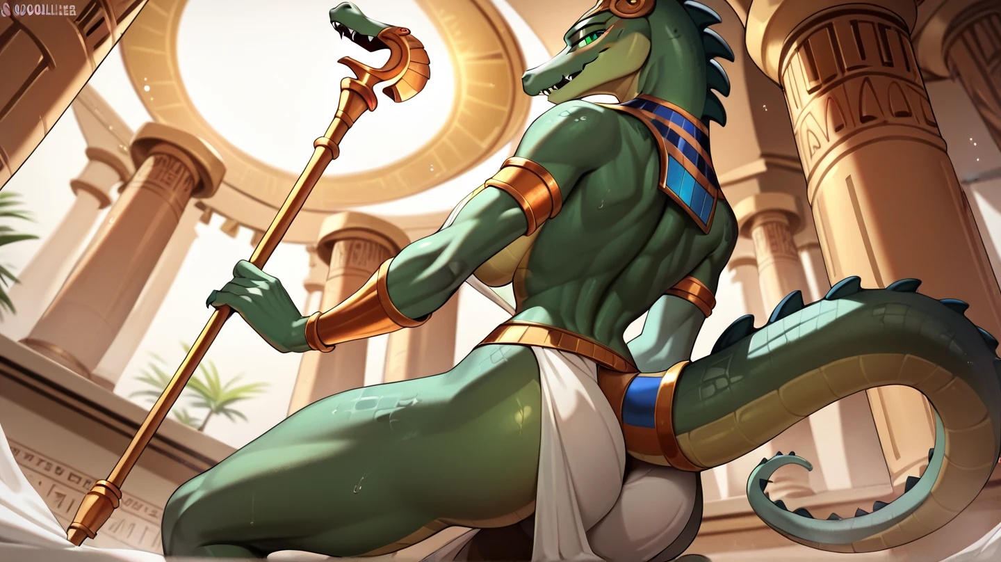 (((mortal human fuck in anus god Sobek))), 2 male, , gay sex, ((Gods of Egypt)), Guviz-style artwork, made with anime painter studio, anime realismスタイル, Realistic anime art style, painted in anime painter studio, Inspired by god Sobek, In an anime style, handsome crocodile, Inspired by god Sobek, anime realism, glowing yellow eyes, showing big sharp teeth, a choker, Multiple piercings, (((god Sobek Egyptian mythology))), Male one, Inspired by god Sobek, gold Egypt war outfit, Nile river and Egypt pyramids on background, sexy pose, full body, ((round buttocks)), ass presenting, looking back, big ass, (((smooth green skin))), glossy green skin, god Sobek face, big glossy and smooth testicles, ((puffy donut-shape glossy anus)), small fat penis, crocodile face, crocodile skin, crocodile tail, crocodile muzzle, ((no ears)), no hat, ((crocodile ears!))