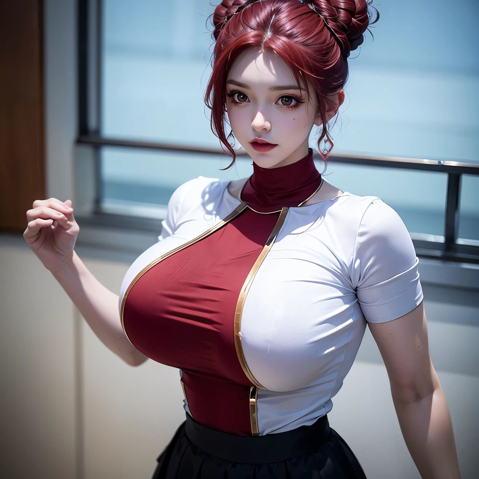 Un primer plano de una mujer pelirroja con una camisa blanca, [ arte digital 4k ]!!, hasta el modelo | germen de arte, fotorrealista!!!!!!! Estilo de Arte, muchacha coreana, 🤤 girl portrait, realistic art style, estilo anime realista 3d, colegiala hiperrealista, extremely detailed germen de arte, like germen de arte, a colegiala hiperrealista