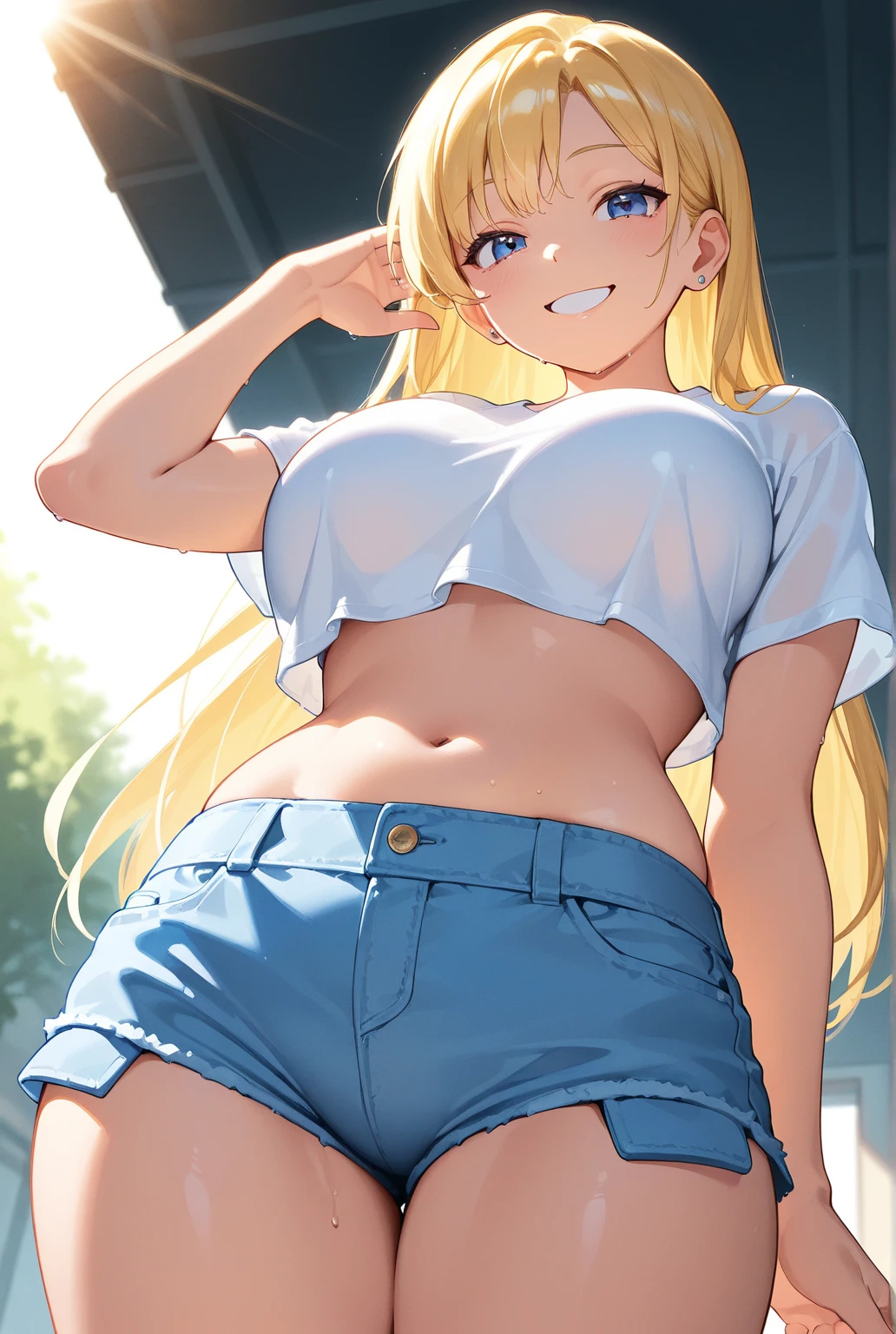 Cowgirl Position anime, blonde blue eyes