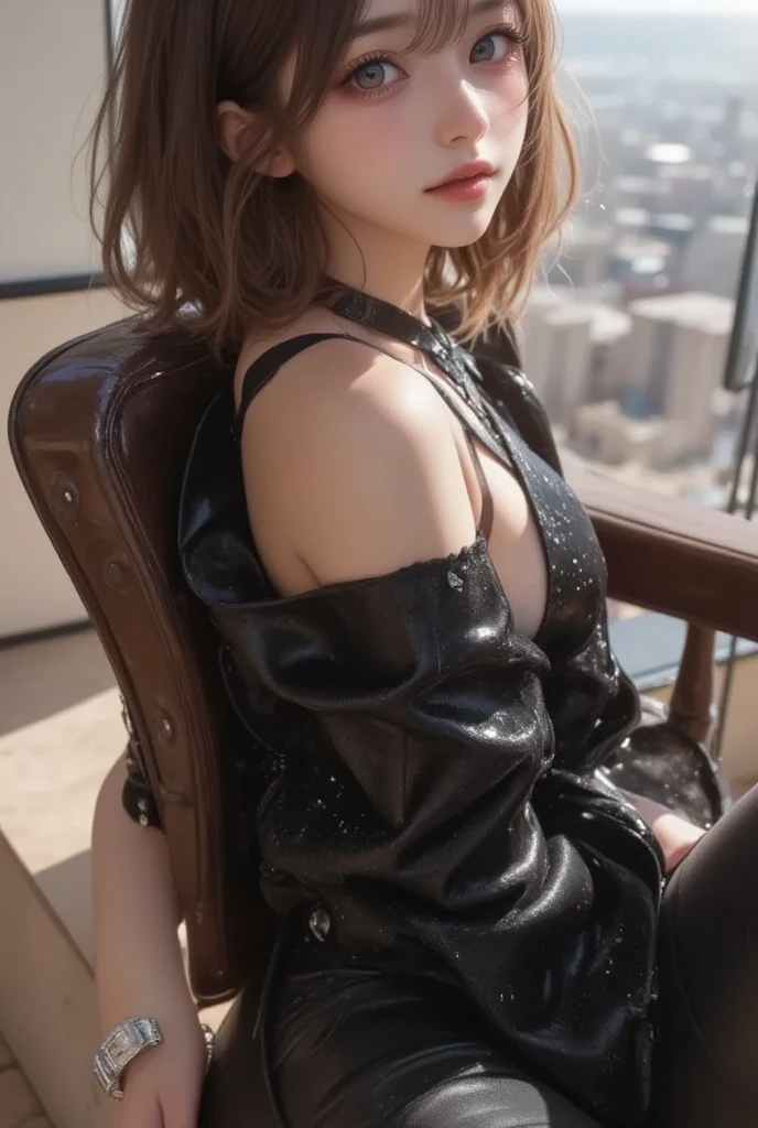 One girl, (Shapely body), (alone), 19 years old, High resolution, suit, 華 リューン stands in the semi-darkness of a ruined building surrounded by opponents. Her black robe clung tightly to her body., As if it were casting a shadow, The gold patterns on her mask glitter in the dim light.. sharp, In her hand shines an elegant blade.