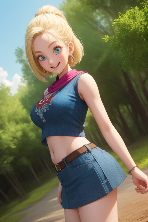 Android 18, mostrando bumbum, altamente 4k, shortinho curto , ponto de vista na cama em cima da bunda de costas