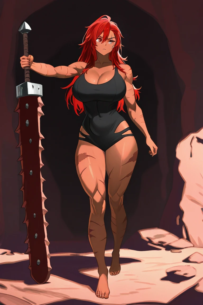 ({masterpiece}},{best quality,},white background,full body,middle Ages,1 female demon,Aggressive,,Red skin,spiked armor,Horns,Chainsaw sword,Brass decoration,Strong muscles,Sexy,({masterpiece}},{best quality