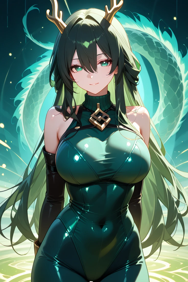 ((masterpiece)), highest quality, Super detailed,(One girl),Yui Kotegawa morphing into lizard, Long Hair,Beautiful background , chest, Curved body, Look to the side, Worried face, Back view,