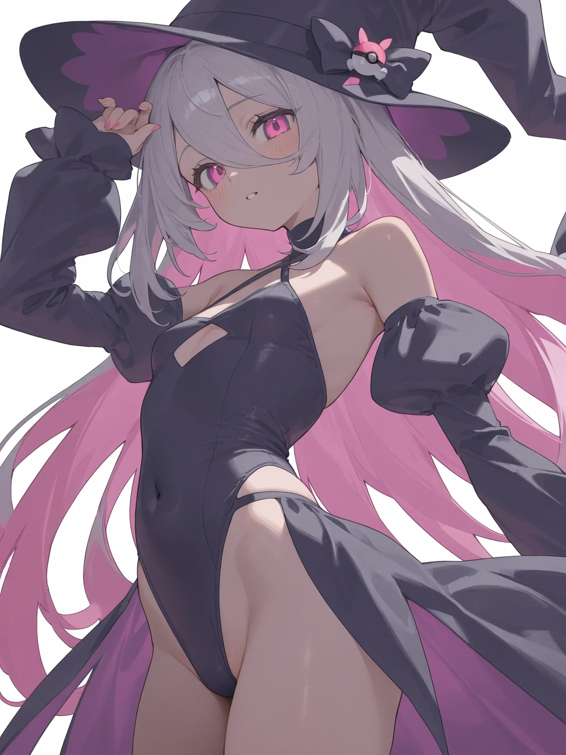 1girl,solo,glowing magenta eye,colored sclera,white hair, long hair,((pale skin,extremy white skin,hair over one eye,halo pink)), sharp teeth, open mouth,(medium breasts),((white bra,white bikini,hidden arms,white skirt,bare feet,villain,psycho,villain smile, psychopath)),(((standing in front a ruins in night,masterpiece,hd,best quality,8k,detailed face,close-up on face,face tilted forward,using magic)))