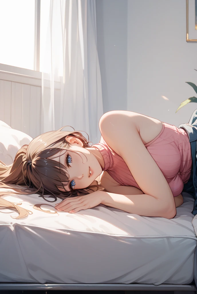 Lying on a couch sleeping