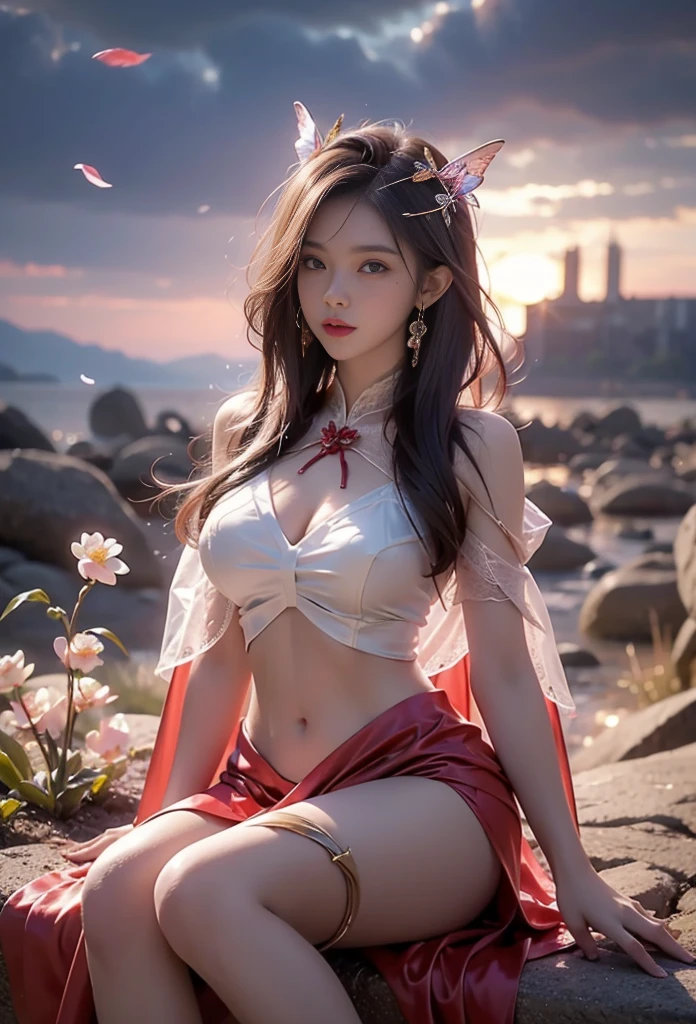 completely naked、embarrassing、one beautiful woman、detailed face、fine hands、fine legs、(debris flies, highest quality:1.2), 8K, official art, chest、cute、I can see your panties、tug on skirt、 planet, trending on cgstation, extrasolar planet, official art, mar planet,  Sakimi-chan, Five Fingers Photos&#39;body of, Full body Esbian、beauty of beautiful breasts、cool look、 (masterpiece) (highest quality) (become familiar with) (8K) (movie lighting) (sharp focus) (complicated)black hair、、、laughter、incredibly stupid, (beautiful girl, cute face, turn back, gold ornaments in hair、naked、close-up of chest, gardenia, Viola family, space , looking at the viewer, film grain, chromatic aberration, Tits sharp focus, face light, dynamic lighting, cinematic lighting, become familiar withな目と顔, (cute tie、1 part:1.2)