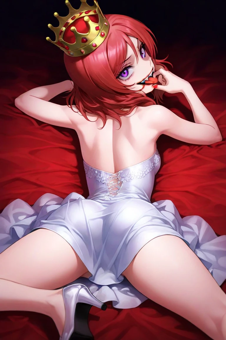 Show the soles of the feet, Lying down, Soles of the feet, M-shaped legs, Woman with open legs, Representative work, Alone, Solo, , Tears, (back arm: 1.2), Tightness, Chain, Heart-shaped pupils, Open mouth,White panties, White bra