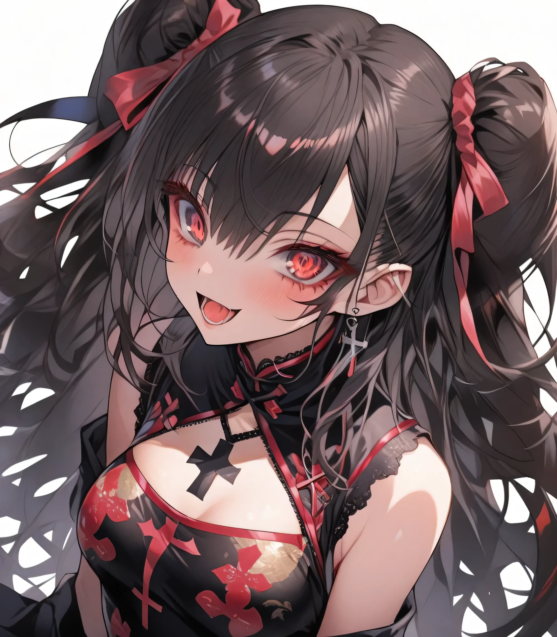 Broken cheongsam,Broken black,Battle damage,seriously injured,huge breasts,blush,Gently gasp
