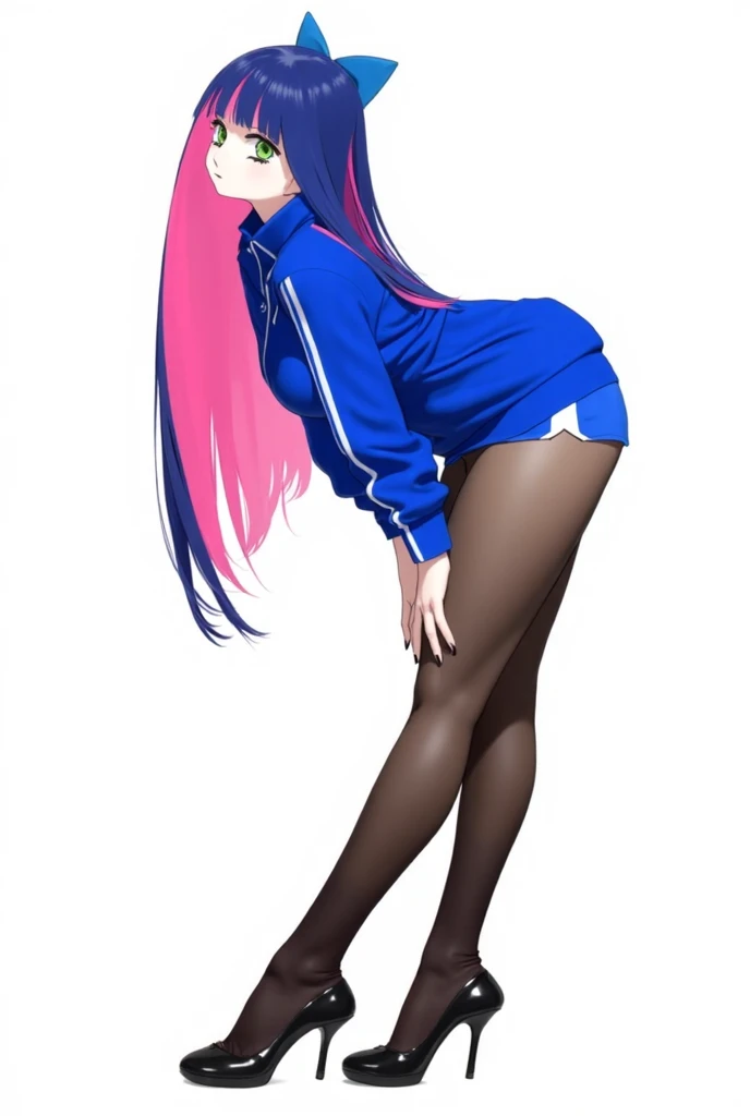 best quality, insanely detailed, nino nakano, breasts, blush, bedroom background, looking at viewer, pussy, one-piece swimsuit, cheerful eye, Gymnastics leg spread, pantyhose
