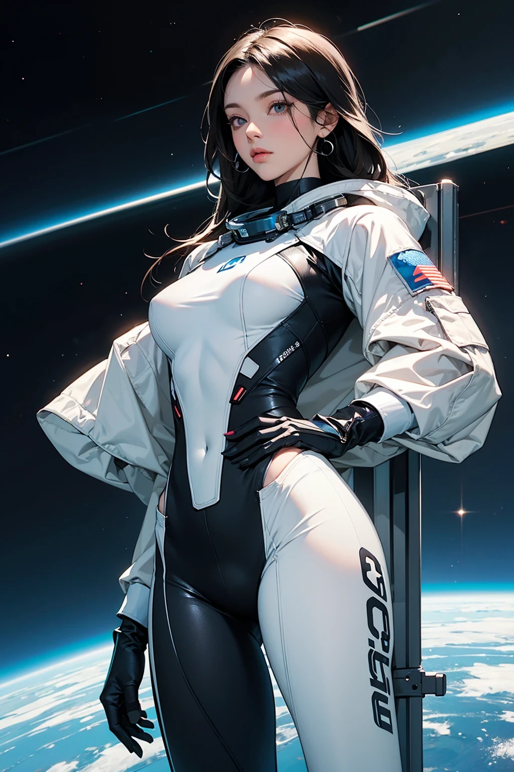 21yo girl,brown hair,bob hair, (wearing astronout suit), (white astronout suit),(astronout suit),(shoes astronout),(boots), natural medium breast, plump body, (on dessert), single sidelock hairpin blush modern cinematic lighting,ray tracing,drop shadow wide shot UHD,textured skin,high details,best quality 4K