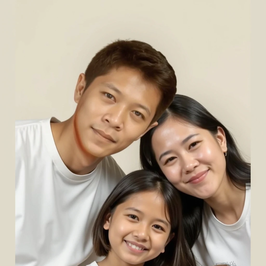 there are two people and a posing for a picture, husband wife and son, happy family, barong family, john jude palencar, by Robbie Trevino, portrait of family of three, family photo, backdrop, by Elaine Duillo, bowater charlie and brom gerald, awarding winning, inspired by Elaine Duillo, family portrait