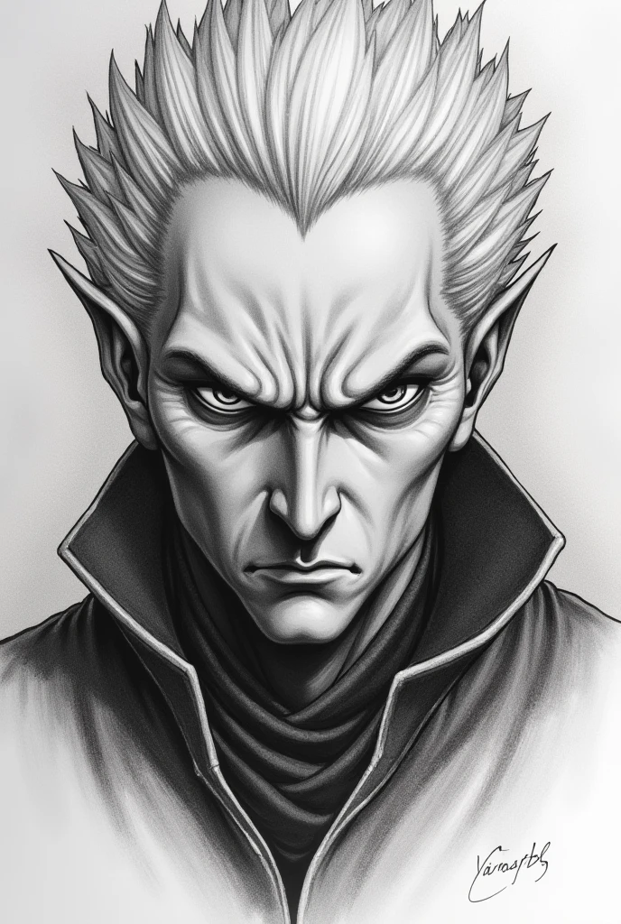michaelkirkbride, <lora:michael_kirkbride-000019:1>, monochrome, 1boy, pointed ears, elf, angry, mean