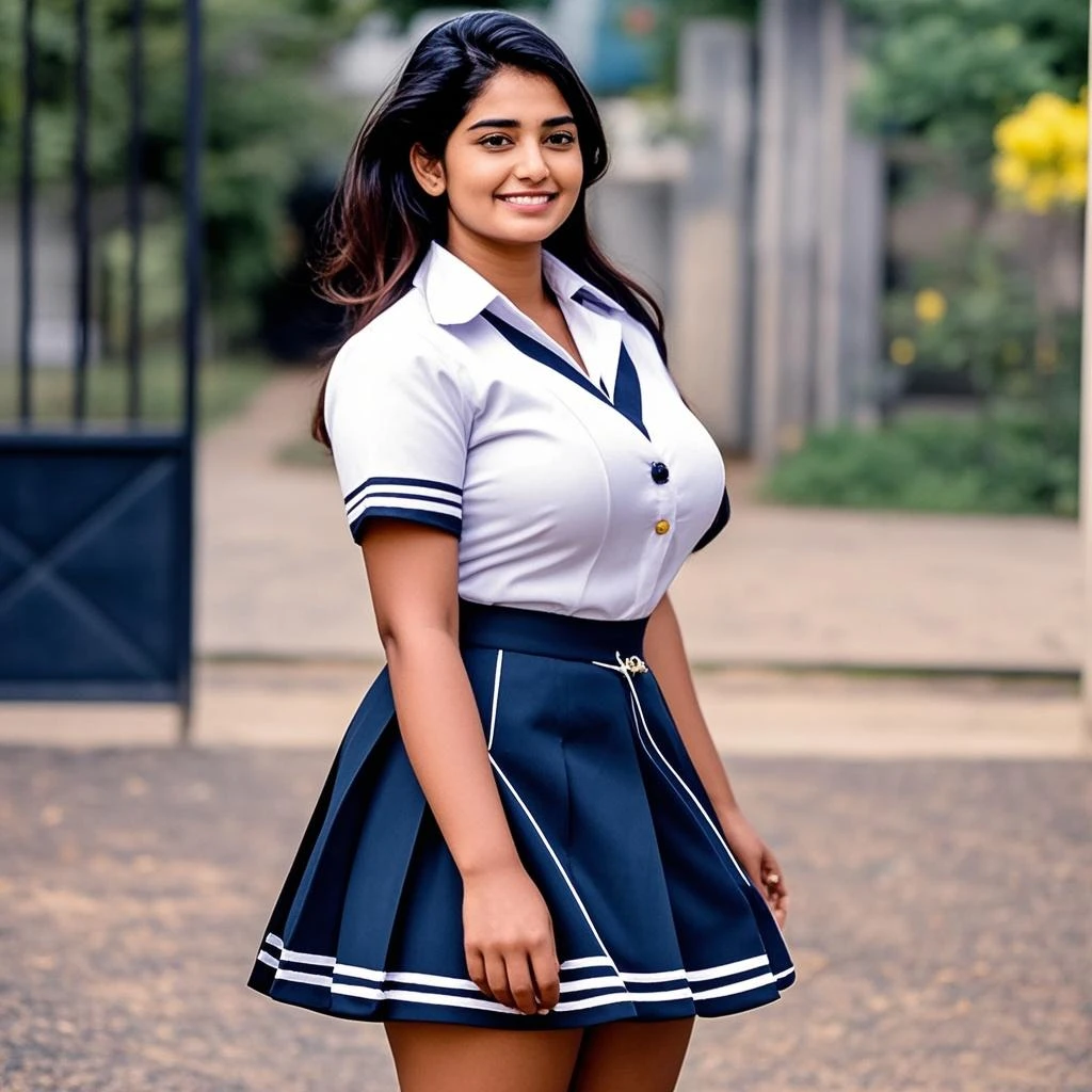 Indian hot busty school girl with mini skirt uniform hugging oldman showing sexy poses high quality