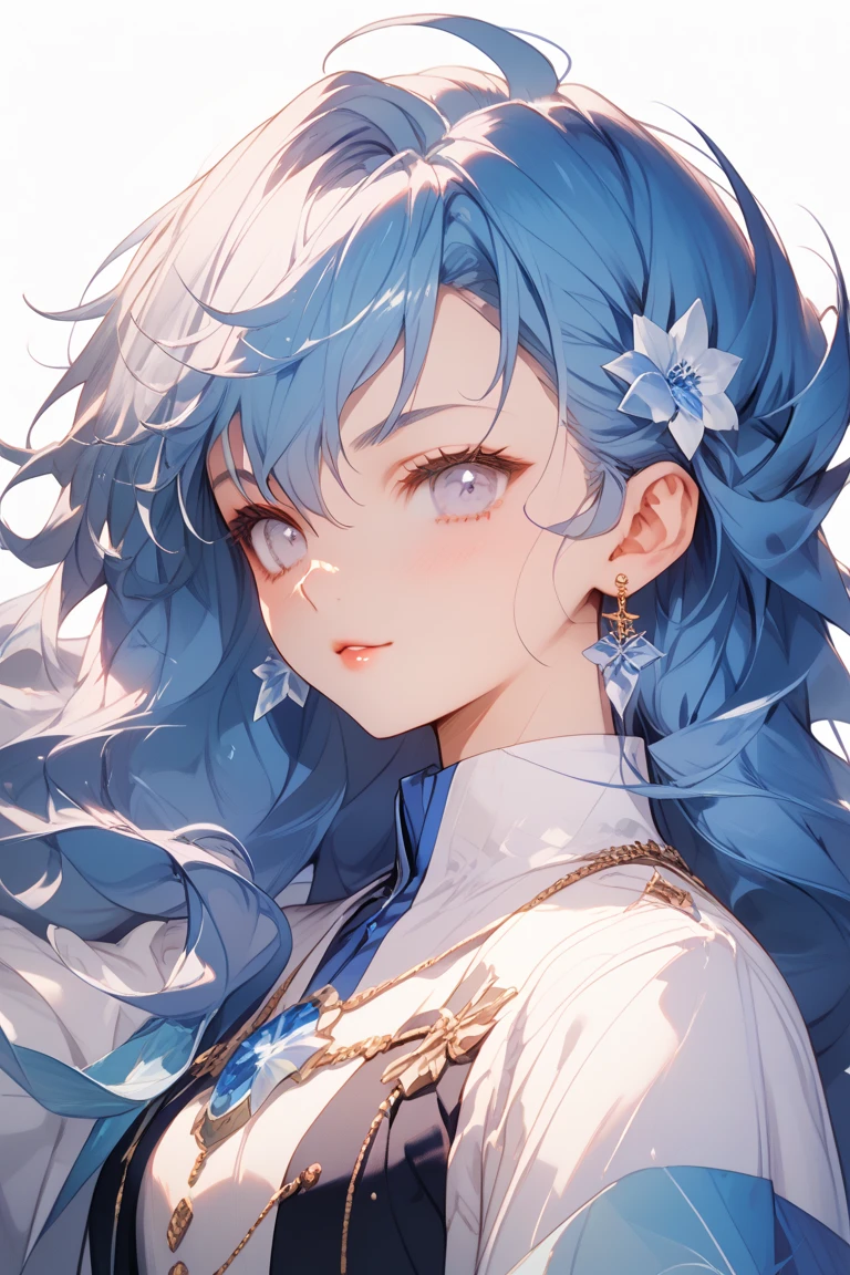 (masterpiece), (best quality), (ultra detailed),(disheveled hair),(illustration), (1girl), (Fashionable clothing), standing, Fashion model, looking at viewer, (interview), (simple background),beautiful detailed eyes, delicate beautiful face, Floating,(high saturation),(colorful splashes),colorful bubble,(shining), focus on face, ponytail, kamisato ayaka, light blue hair, bangs, hair ring, floating flowers, floating hairs, (shining), best lighting, best shadow,
