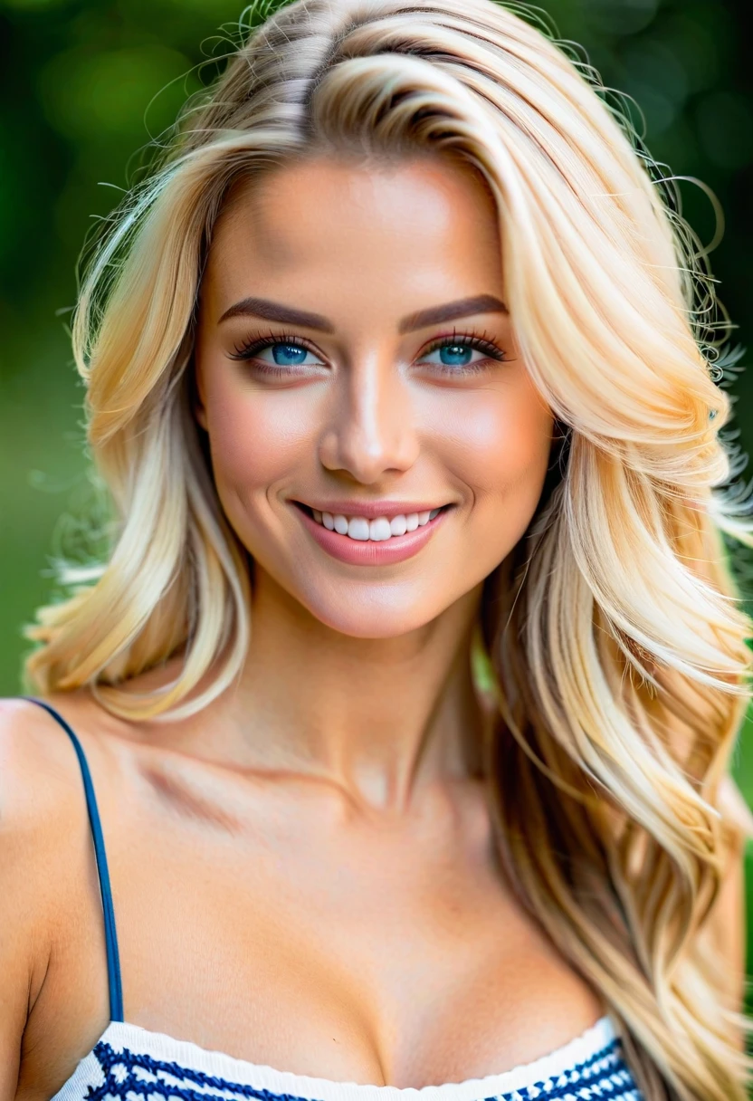 Masterpiece, Realistic, 8K, ultra_detailed detailed, very_detailed_facial_features, Beautiful_cute_feminine_young_Jennifer_Morrison_head_shape, (blonde_hair:1.5), Beautiful_long_young_Hayden_Panettiere_blonde_hair, Beautiful_short_young_Victoria_Justice_forehead, Very_small_round_young_Hayden_Panettiere_eyebrows, Beautiful_tanned_realistic_young_Eva_Longoria_skin_color, (blue_eyes:1.2), Beautiful_young_Scarlett_Johansson_blue_eyes, Very_Beautiful_realistic_detailed_iris, small_very_beautiful_delicate_nose, Very_beautiful_cute_young_Taylor_Swift_cheeks, Very_attractive_feminine_red_Taylor_Swift_lips, beautiful_arched_chin, Extremely_beautiful_cute_elegant_young_woman, (upper_body:1.5, looking_at_viewer:1, body_looking_at_viewer:1, wistful_smile), wearing a white_strapless_dress:0.5