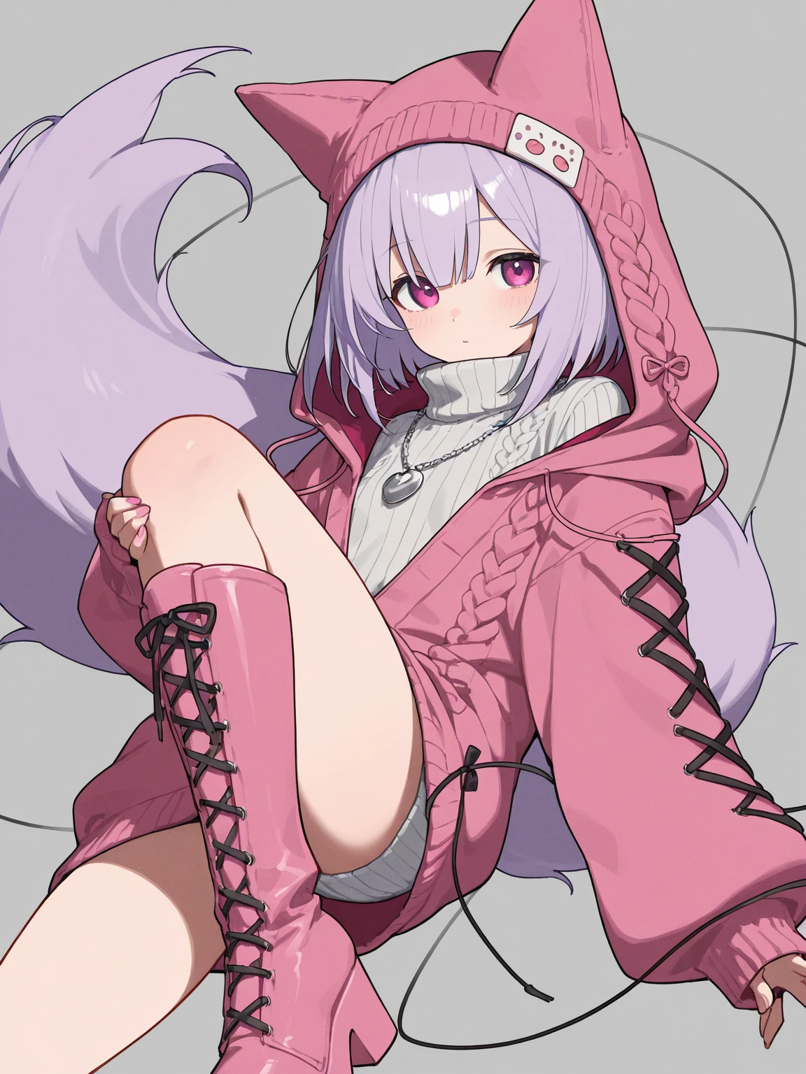 masuter piece, Best Quality, 超A high resolution, top-quality, Anime style, The best lighting, Beautiful face, 女性1人、tensei shitara slime datta ken(((milim nava))), demon king、The body of Mirim Nava's masterpiece、(White hoodie:1.5)、(brown checked long skirt:1.4), Accurate Mirim Surface Area、blue eyes、Behold Evil、A pink-haired、Bicordal、Proud double tail、Medium Feet, Super high quality rounded fingers, ultra-detailliert, Rounded nails painted with ultra-elaborate black nail polish、medium breasts、A smile、huge smile、Great Ahogue, fully body photo, Ultra-detailed and realistic legs, hyperdetailed face, Perfect settings, (((Prepare for battle))), (The background is a photo studio:1.3), tiny body, Height 135cm, Spoiled pose