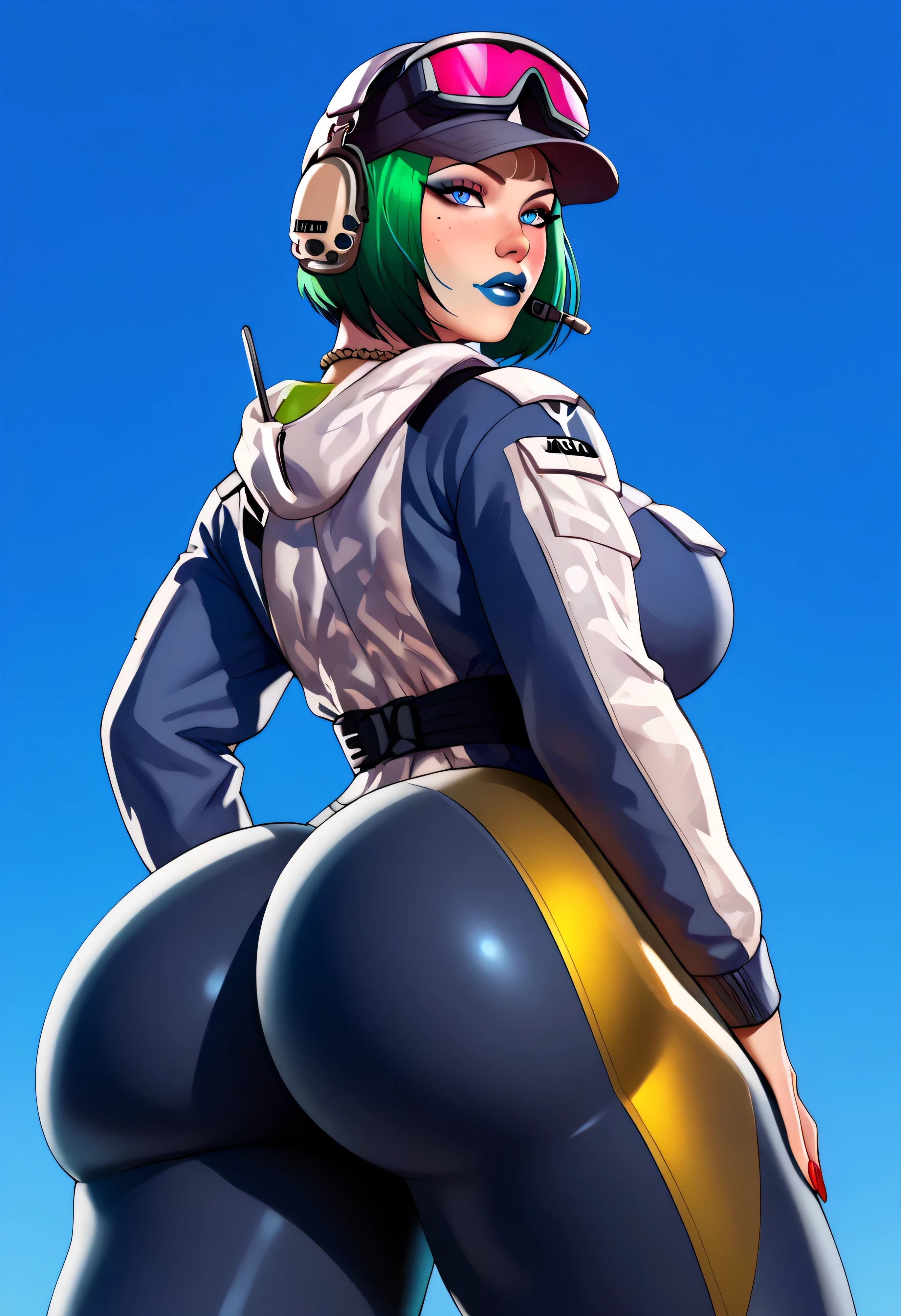 score_9, score_8_up, score_7_up, score_6_up, score_5_up, score_4_up, Ela, ela elite \(Rainbow Six Siege\),ela, ela \(Rainbow Six Siege\ ,sexy outfit, standing looking at penis, massive round breasts, sweaty, love nightclub, dark lighting, wet, night sky, stroking gigantic musky veiny penis, dark skin male, interracial, penis awe