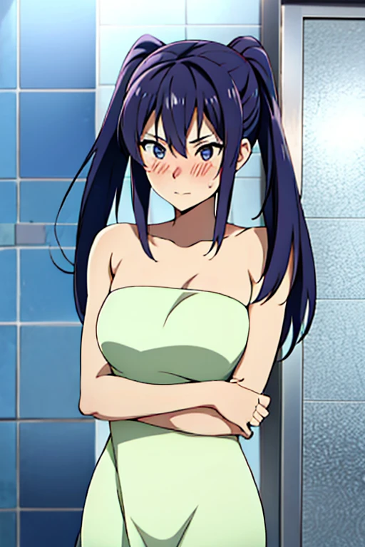 Imagine a stunning anime girl with tan skin, wearing a bikini top and cargo pants, lying on the floor in a state of starvation and discomfort. Her ribs are visible and her sweat glistens in the light, a range of styles and variations to choose from for this stylistic rendering.