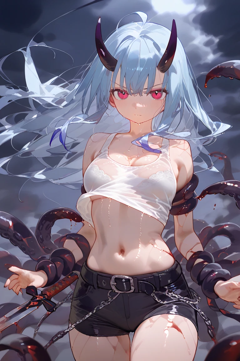woman,14 years old,,city,night,(((black tight miniskirt bodysuit))),(wet with sweat),open mouth smile(()),(()),((baby girl body shape)),blush、surprised face,(((Tentacles wrap around the body)))(((raped by tentacles)))(((Tentacles wrap around the body)))(((raped by tentacles)))
