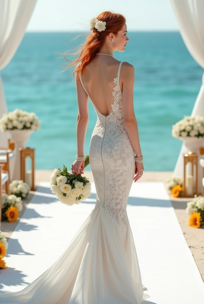 Kizi,The back does not look back,wedding gown,Into the sea