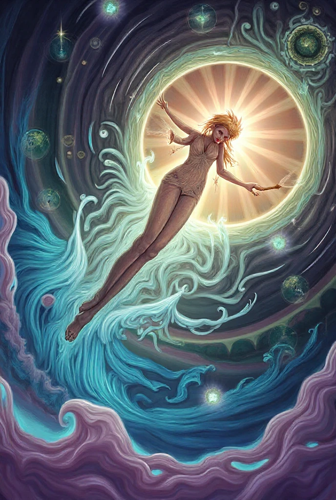 orgasm, magic, (simple oil painting in a style to Bill Sienkiewicz)