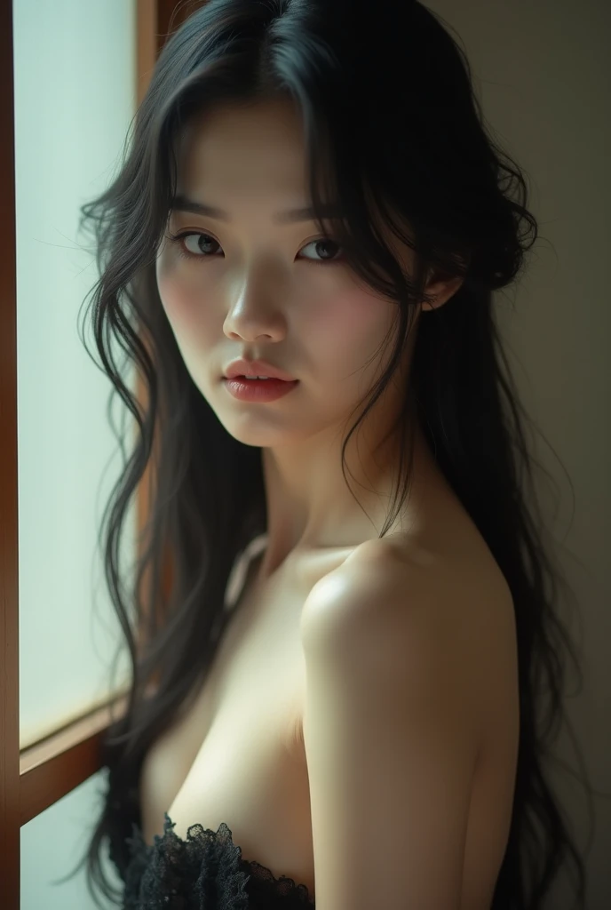 red eyes,,long hair