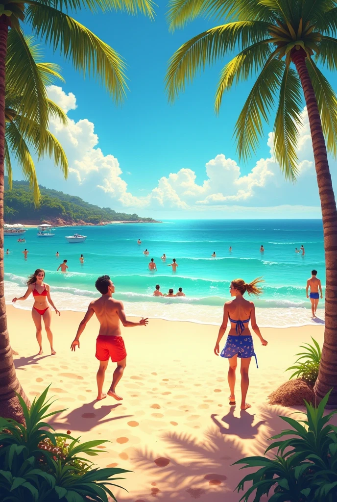 Realistic people on the beach even more realistic
