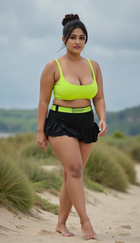 6 feet big breasted beautiful Indian girl in skirt and bra.