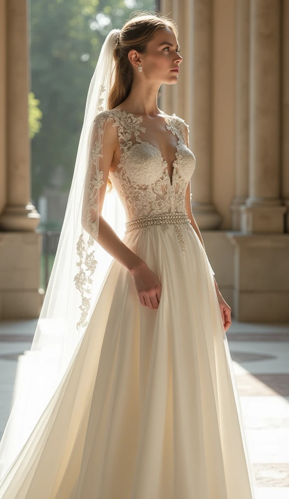(realistic:1.5), 8k, Super detailed beautiful girl, 1 girl, (a sunny day:1.5), intricate body details (highest quality: 1.0), (Super high sharpness: 1.0),（Beautiful and delicate depiction of eyes）,(((Walking the runway in a topless wedding dress))),unreal engine:1.4,photorealistic:1.4, skin texture:1.4, masterpiece:1.8, smile