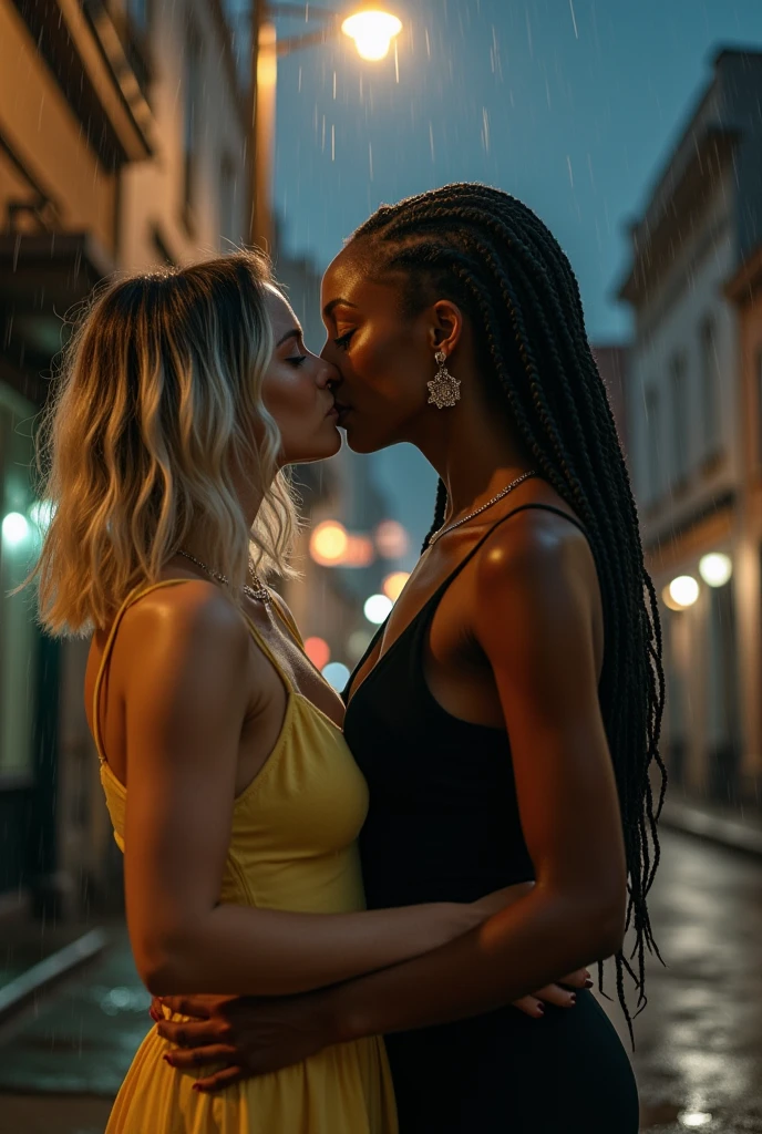 2 Women with breasts and panties on display kissing, enquanto um homem com ar dominador as observa, mulher, (((de baixo))), cidade movimentada, foreshortening, (pose sedutora), olhando para o espectador, louca, blackcutoffs, (contato visual), africano, fotorrealista, obra-prima, realista, alto contraste, hiperdetalhado, melhor qualidade , ultra high-resolution, fotorrealista, alta resolução, detalhada, foto bruta, next to her Two amazing-looking women, beijando-se apaixonadamente, lips touching, hugging tightly, Fazendo Fora, lesbians, dentro de um pequeno banheiro, debaixo de um chuveiro, Wet, embebido, libidinoso