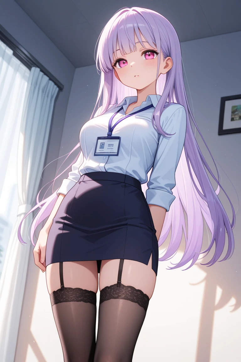 1girl, table humping, crotch rub, white shirt, pencil skirt, office, white panties, skirt lift, lanyard, table, lifting, multiple boys,suggestive fluid,, masterpiece, best quality, highly detailed