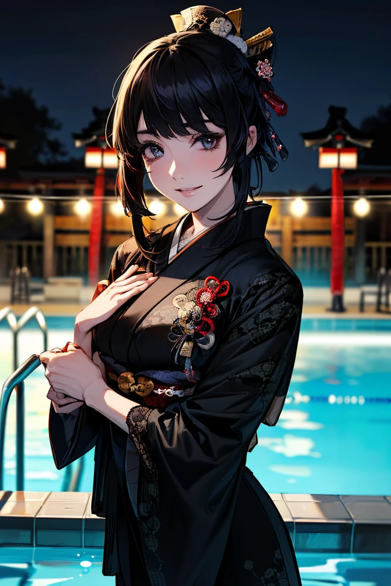 (masterpiece:1.5),beautiful hair,Beautiful Eyes,beautiful lips,Beautiful slender body,Big Breasts,cleavage,(Konno Anna:1.2),(Riho Yoshioka:1.1),(in the Imperial Court:1.3),(Riverside:1.4),bust illustration from the front ,((((the most beautiful woman in the world:1.7)))),(((( kimono,jacket,Taisho Romance:1.5)))),((19-year-old single woman holding a fish in her hand:1.1)),(accurately depicted anatomically correct hands:1.1)black hair,long lashes,Three-dimensional, jewel-like eyes,Very delicate and beautiful CG,2. 5D illustration, Anatomically Accurate Body, (very precise illustration:1.1),(Outdoors:1.4), (wallpaper:1.4),8k