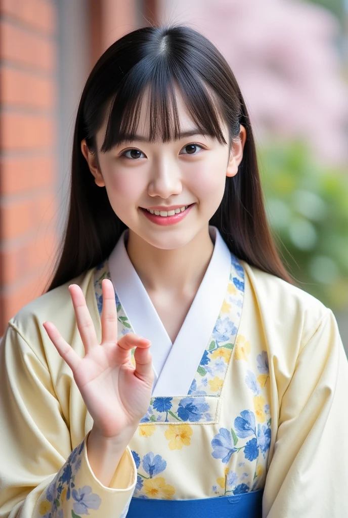 wearing only FURISODE, Best-quality, Masterpiece, Ultra-High-Resolution, (Photorealistic:1.4), Raw-Photo, 1girl, solo, 20-years-old, the most famous Japanese idol, extremely cute face, extremely cute big-black-eyes, extremely cute hairstyle, extremely beautiful and extremely realistic skins, extremely cute eyelashes, extremely cute lips, innocent-smile, dynamic-pose, detailed FURISODE