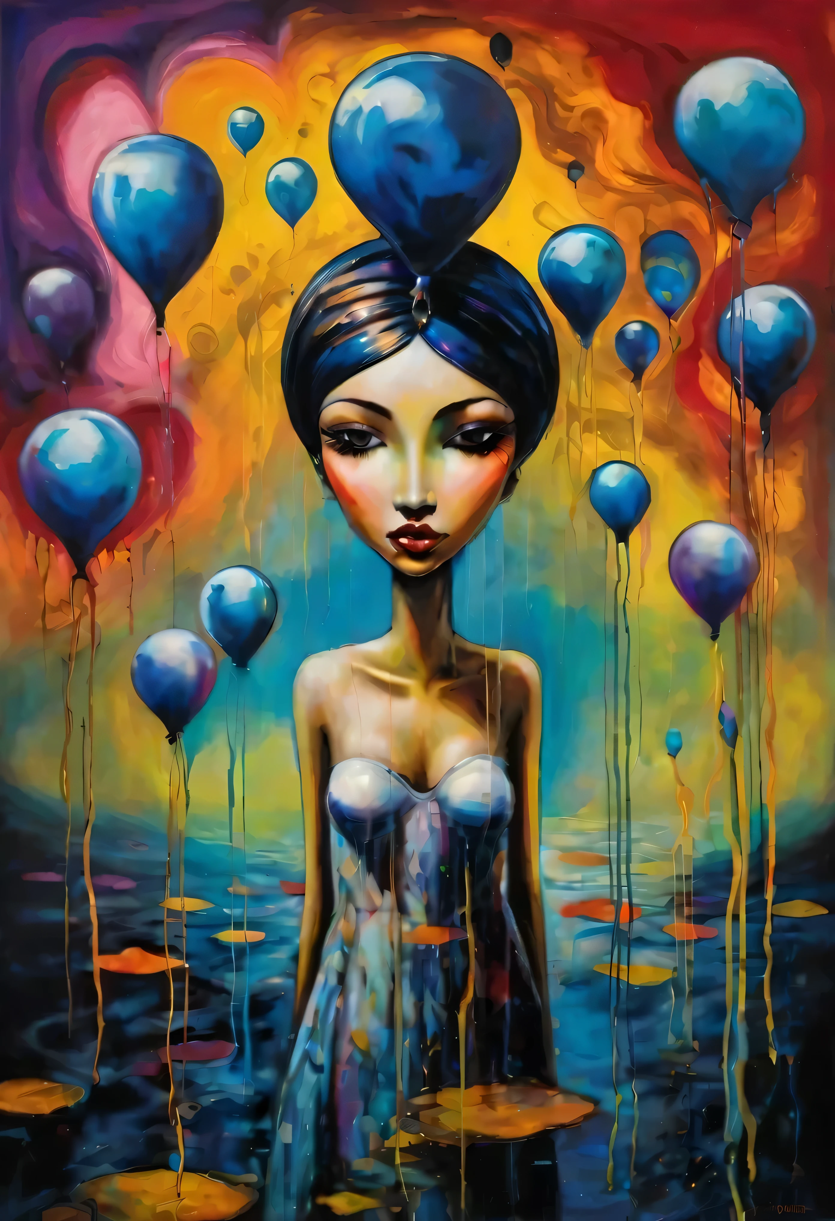 (Artistic Masterpiece of Romantic Life) ( (Themed Art of Life) ( (Conceptual Art) (NFT Exclusive) (Fauvism Work) ()”) Where visual poetry transcends traditional boundaries and embraces the dynamic interplay between creativity and technology Takes),dripping paint,darkart,style, in the style of esao andrews