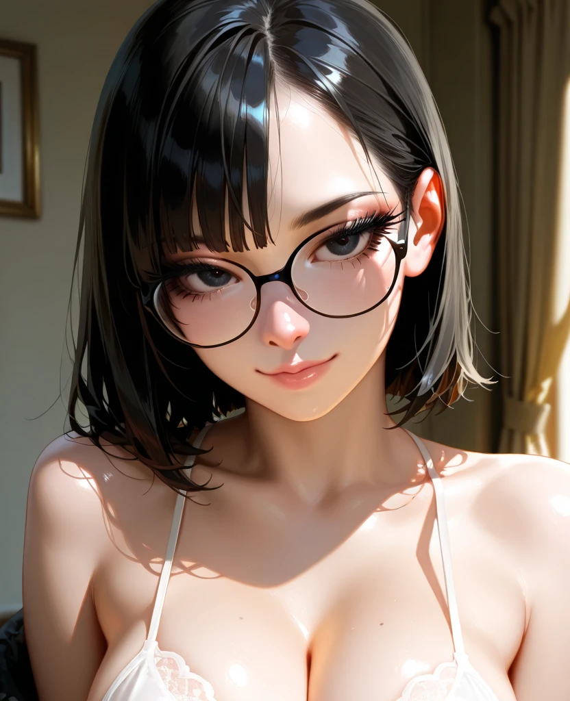 Super detailed, Highest quality, 8K, Ultra-high resolution, Black Hair, One Woman, amount, Glasses, Stiletto heels, Midnight, Slim figure ,Straight Hair, short hair, Glasses , (((Sweat, vapor))), sheer turtleneck dress, skin, Stiletto heelsサンダル, Beautiful feet, ((((blush)))), Dark room、Full body paint、Detailed face、Delicate facial features、Detailed skin、Shiny skin、(((Detailed face)))、Delicate facial features、Detailed skin、Black glossy stockings、Beautiful Face、Perfect Face、非常に精巧でBeautiful Faceと目、Attractive face、Top view、Respect、Nightclub、Back view